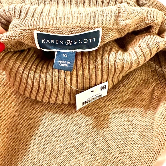 NWT Reduced 50%🩷✅XL Rich Tan Karen Scott Detailed Stiching.Wash Pullover Rich - Picture 4 of 9